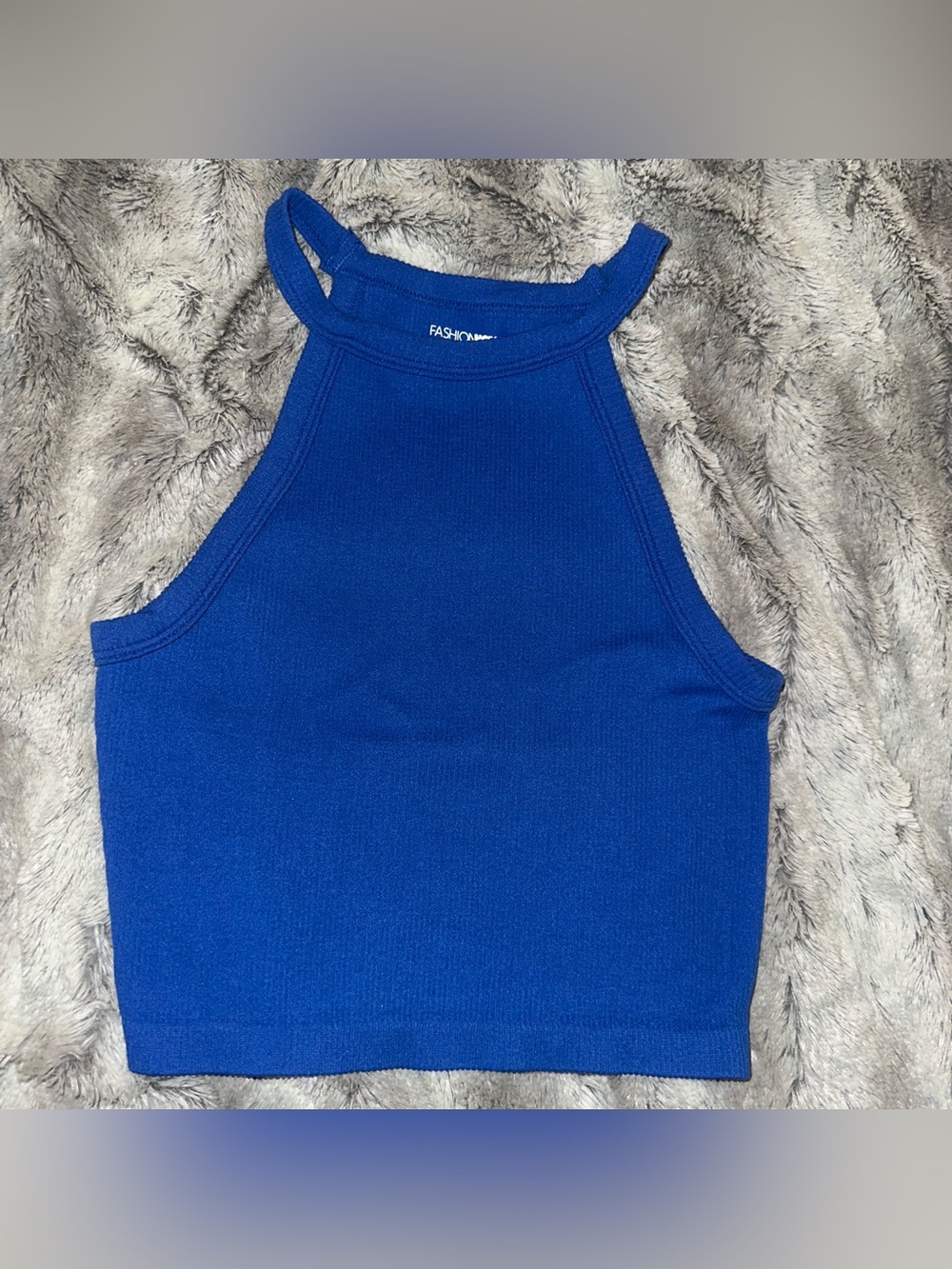 LIKE NEW women’s small/medium ‘Fashion Nova’ Blue ribbed tank top